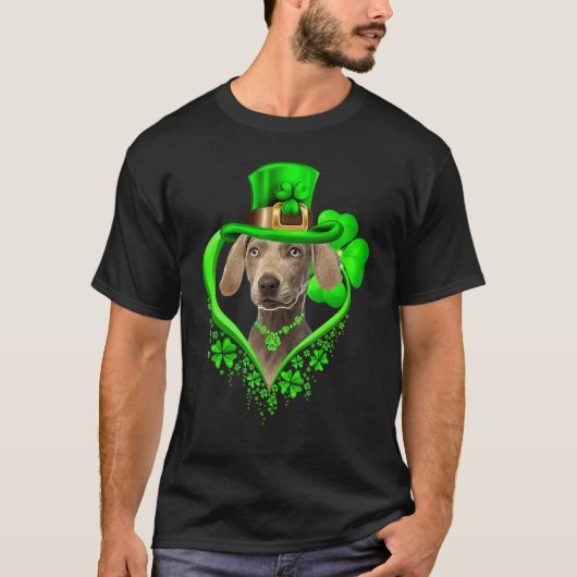 Weimaraner Dog St Patricks Day Lover Irish Shamroc T-shirt (Voorkant)