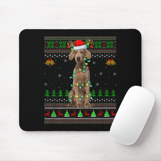 Weimaraner Dog Ugly Christmas Sweaters Holiday San Muismat (Met muis)