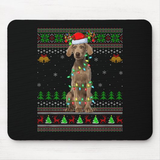 Weimaraner Dog Ugly Christmas Sweaters Holiday San Muismat (Voorkant)