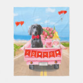 Weimaraner Dog Valentijnsdag Truck Fleece Deken (Voorkant)