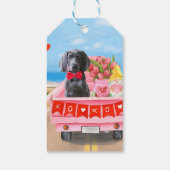 Weimaraner Dog Valentijnsdag Truck Hearts Cadeaulabel (Achterkant)