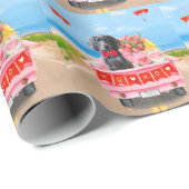 Weimaraner Dog Valentijnsdag Truck Hearts Cadeaupapier (Rol Hoek)