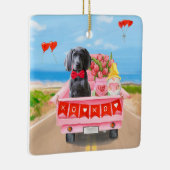 Weimaraner Dog Valentijnsdag Truck Hearts Keramisch Ornament (Rechts)