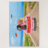 Weimaraner Dog Valentijnsdag Truck Hearts Legpuzzel (Verticaal)