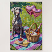 Weimaraner Dog Valentine's Day Rosé Picnic Legpuzzel (Verticaal)