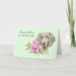 Weimaraner Dog Waterverf Birthday Kaart
