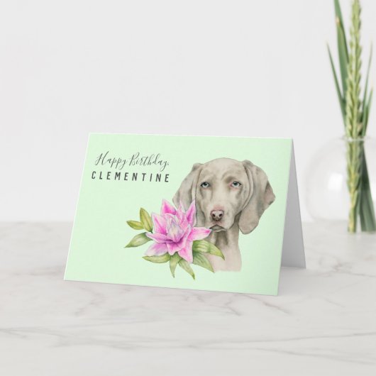 Weimaraner Dog Waterverf Birthday Kaart (Voorkant)