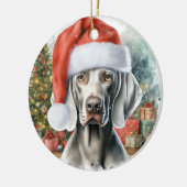 Weimaraner Dog Waterverf Kerstmis Keramisch Ornament (Links)