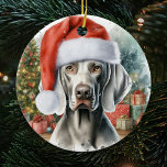 Weimaraner Dog Waterverf Kerstmis Keramisch Ornament<br><div class="desc">Vier de feestdagen met onze charmante Weimaraner Dog Waterverf Keramische Ornament, met een prachtige afbeelding van uw geliefde hoektand in een feestelijke kerstmuts. Dit unieke en ingewikkelde ornament legt de essentie van het seizoen vast, waardoor het het perfecte geschenk is voor elke Weimaraner-liefhebber of trotse diereneigenaar die een vleugje gepersonaliseerde...</div>