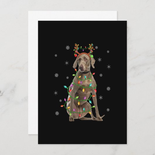 Weimaraner Dog Xmas Lighting Reindeer Weimaraner C Kaart (Voorkant / Achterkant)