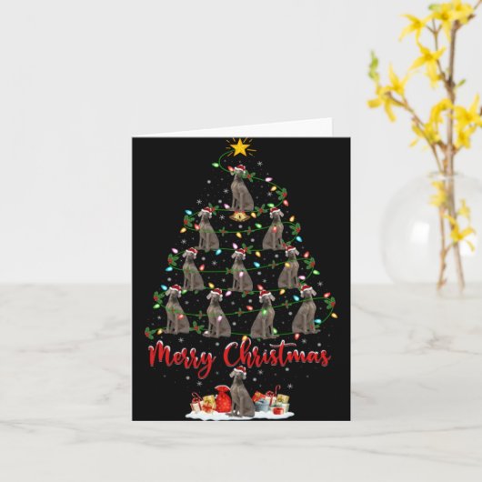 Weimaraner Dog Xmas Lights Santa Weimaraner Christ Kaart (Gele Bloem)