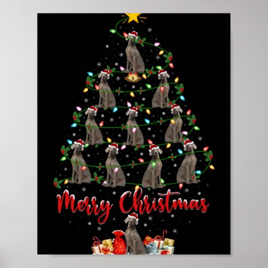 Weimaraner Dog Xmas Lights Santa Weimaraner Christ Poster (Voorkant)