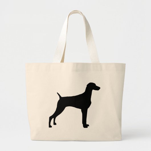 Weimaraner Dog (zwart) Grote Tote Bag (Voorkant)