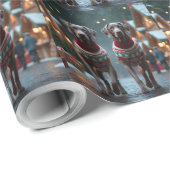 Weimaraner Dogs Christmas Snow Holiday Cadeaupapier (Rol Hoek)
