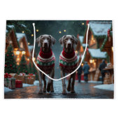 Weimaraner Dogs Christmas Snow Holiday Groot Cadeauzakje (Voorkant)