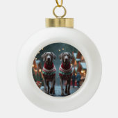 Weimaraner Dogs Christmas Snow Holiday Keramische Bal Ornament (Voorkant)