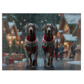 Weimaraner Dogs Christmas Snow Holiday Snijplank (Voorkant)