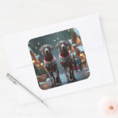 Weimaraner Dogs Christmas Snow Holiday Vierkante Sticker (Envelop)