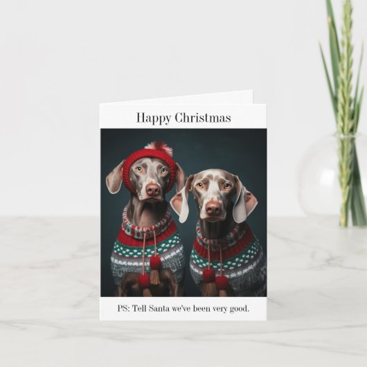 Weimaraner Dogs Kerst Kaart (Voorkant)