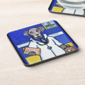 WEIMARANER DOKTER DRANKJES ONDERZETTER (Linkerzijde)
