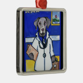 WEIMARANER DOKTER METALEN ORNAMENT (Rechts)