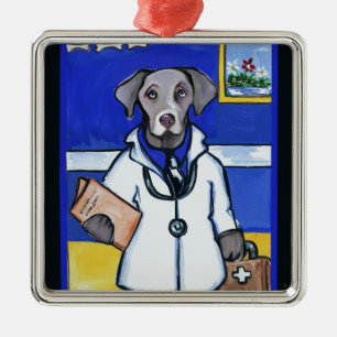 WEIMARANER DOKTER METALEN ORNAMENT