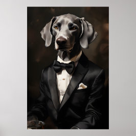 Weimaraner Dragen van een Tuxedo Ink Verticaal Poster