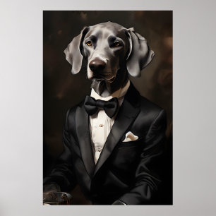 Weimaraner Dragen van een Tuxedo Ink Verticaal Poster