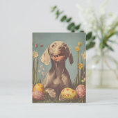 Weimaraner Easter Briefkaart (Staand voorkant)
