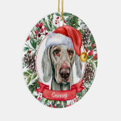 Weimaraner - Eigen kerstkeramisch Ornament met de  (Rechts)