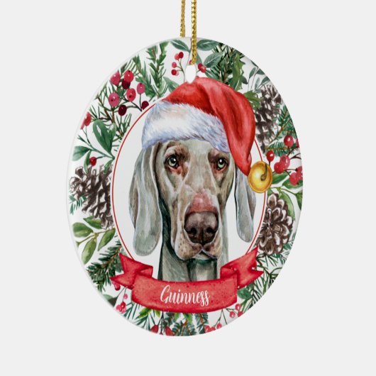 Weimaraner - Eigen kerstkeramisch Ornament met de  (Rechts)