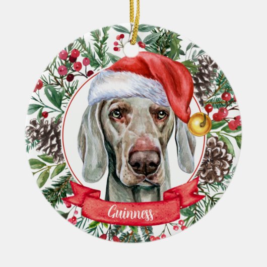 Weimaraner - Eigen kerstkeramisch Ornament met de  (Voorkant)