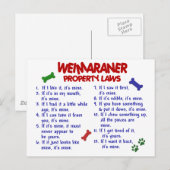 WEIMARANER Eigendomwetten 2 Briefkaart (Voorkant / Achterkant)