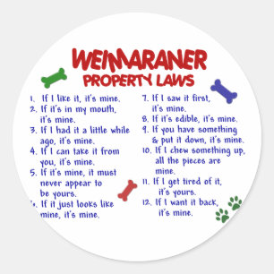 WEIMARANER Eigendomwetten 2 Ronde Sticker