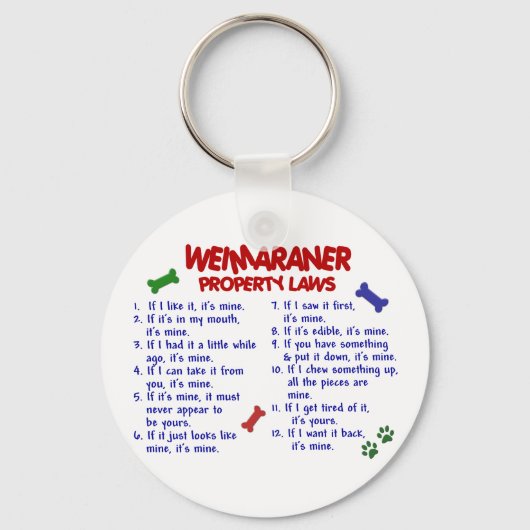 WEIMARANER Eigendomwetten 2 Sleutelhanger (Voorkant)
