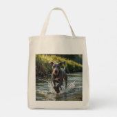 Weimaraner Elegant Grocery Canvas tas (Achterkant)