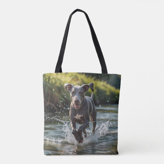 Weimaraner Elegant Schouder Canvas tas (Achterkant)
