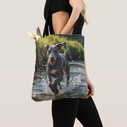 Weimaraner Elegant Schouder Canvas tas (Dichtbij)