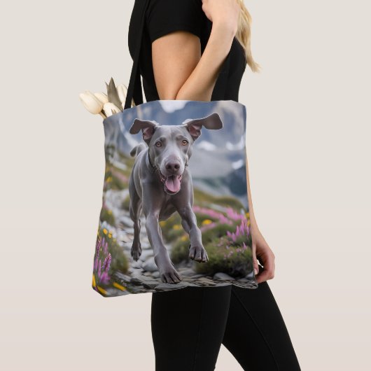 Weimaraner Elegant Schouder Canvas tas (Dichtbij)