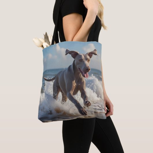 Weimaraner Elegant Schouder Canvas tas (Dichtbij)