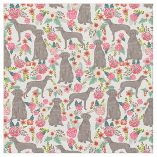 weimaraner  florals crème stof