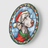 Weimaraner Gebrandschilderd Glas Kerstmis Grote Klok (Hoek)