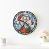 Weimaraner Gebrandschilderd Glas Kerstmis Grote Klok (Huis)