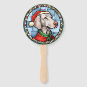 Weimaraner Gebrandschilderd Glas Kerstmis Handwaaier (Achterkant)