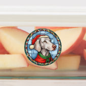 Weimaraner Gebrandschilderd Glas Kerstmis Labels (Aangebracht)