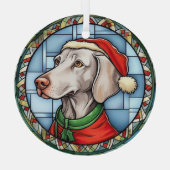 Weimaraner Gebrandschilderd Glas Kerstmis Ornament (Achterkant)