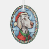 Weimaraner Gebrandschilderd Glas Kerstmis Ornament (Voorkant links)