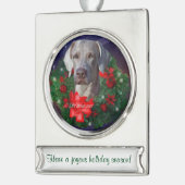 Weimaraner Gepersonaliseerde Kerstmis Verzilverd Banner Ornament (Links)
