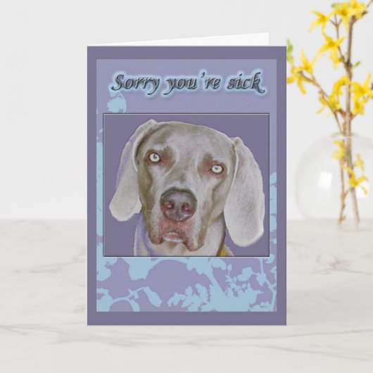 Weimaraner Get Well Kaart (Gele Bloem)