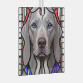 Weimaraner "Glas in lood" Glas Ornament (Voorkant Rechts)